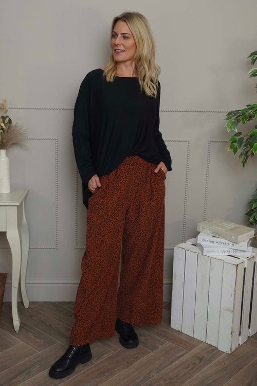 Sidonie Leopard Needlecord Trousers Burnt Orange - Image 1