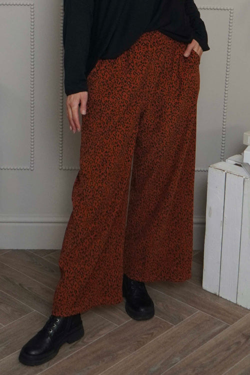 Sidonie Leopard Needlecord Trousers Burnt Orange - Image 2