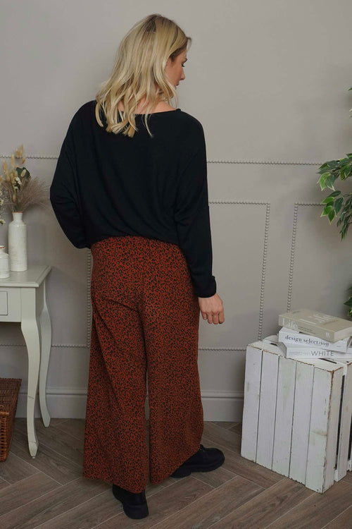 Sidonie Leopard Needlecord Trousers Burnt Orange - Image 4