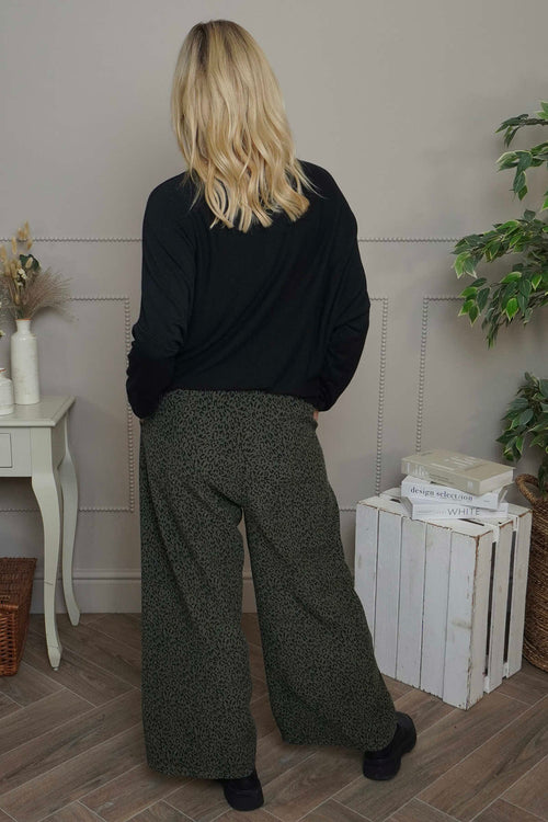 Sidonie Leopard Needlecord Trousers Khaki - Image 4