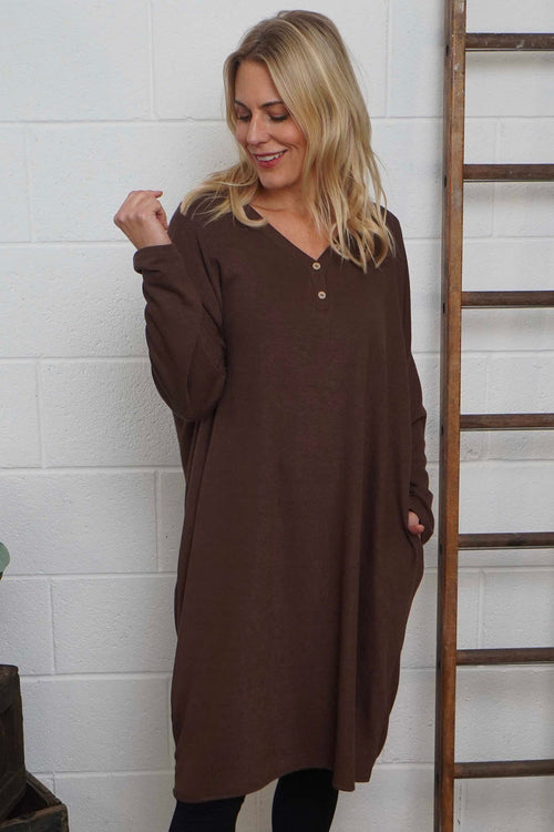 Linzi V-Neck Dress Cocoa - Image 1