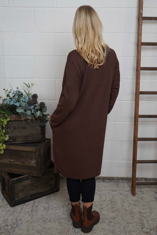 Linzi V-Neck Dress Cocoa - Image 4