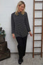 Lyssa Cowl Neck Stripe Top Mid Grey