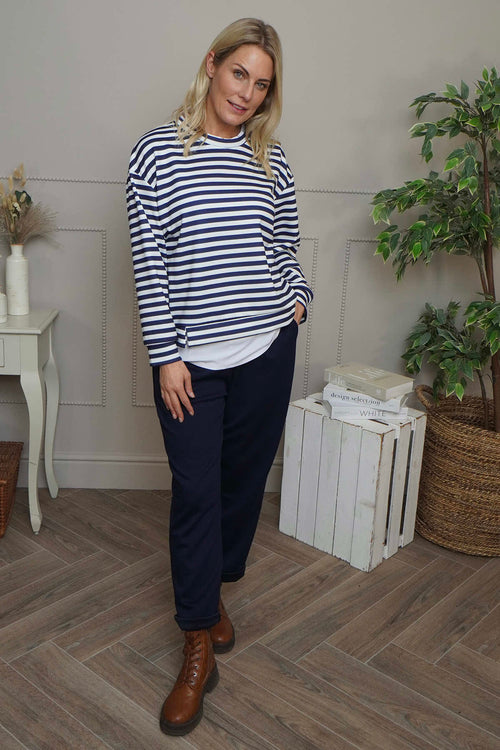 Capricia Stripe Top Navy - Image 2