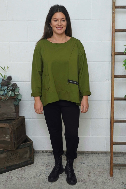 Laurissa Cotton Top Olive - Image 1