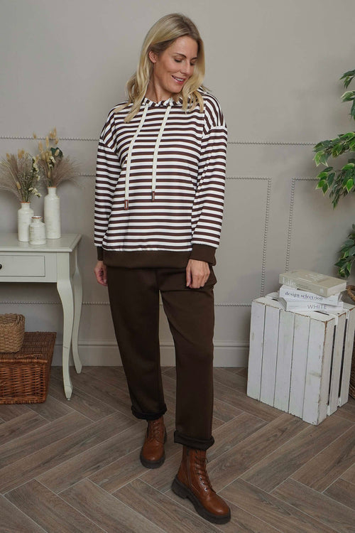 Selena Stripe Hooded Top Cocoa - Image 2