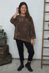 Doreen Print Needlecord Top Nutmeg