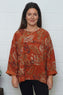 Doreen Print Needlecord Top Burnt Orange