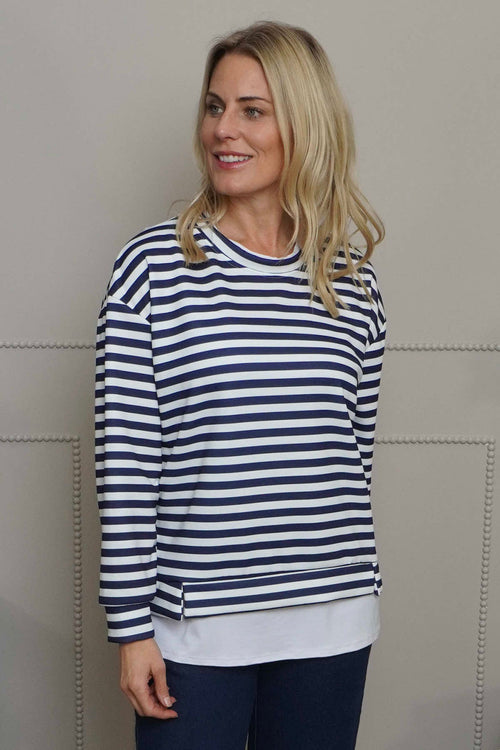 Capricia Stripe Top Navy - Image 1
