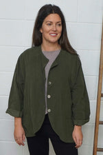 Leila Needlecord Jacket Khaki Khaki - Leila Needlecord Jacket Khaki