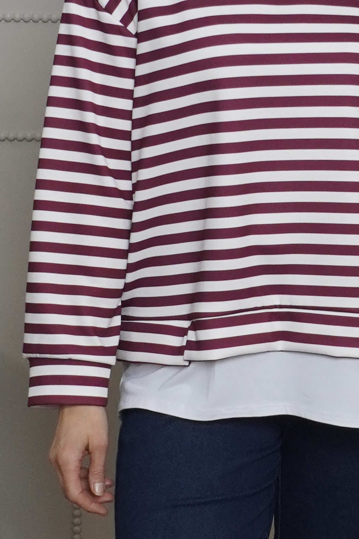 Capricia Stripe Top Burgundy