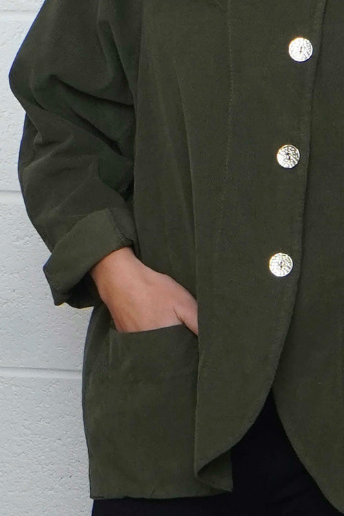 Leila Needlecord Jacket Khaki - Image 3