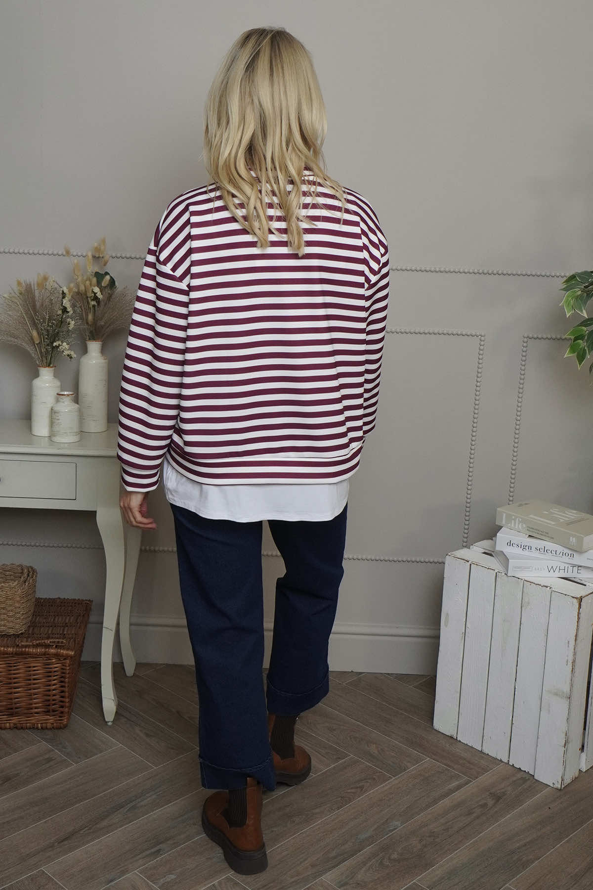 Capricia Stripe Top Burgundy