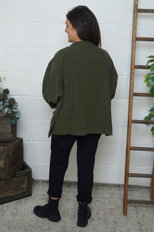 Leila Needlecord Jacket Khaki - Image 4
