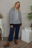 Selena Stripe Hooded Top Black