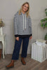 Selena Stripe Hooded Top Black