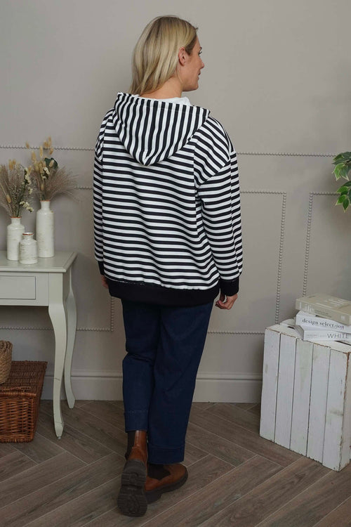Selena Stripe Hooded Top Black - Image 4