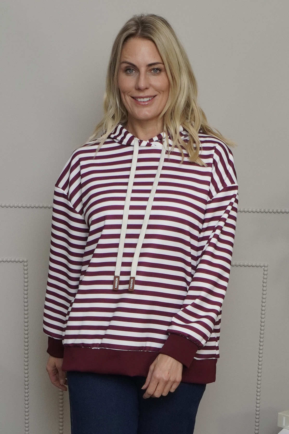 Selena Stripe Hooded Top