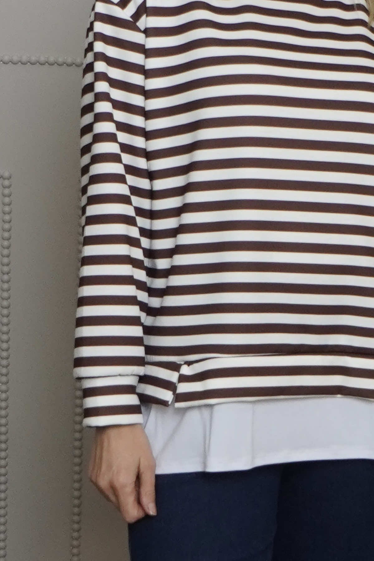 Capricia Stripe Top Cocoa