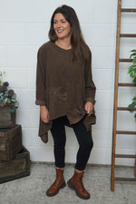 Berenice Print Detail Needlecord Top Nutmeg Nutmeg - Berenice Print Detail Needlecord Top Nutmeg