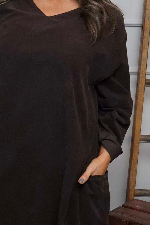 Cerys Cord Pocket Dress Cocoa - Image 3