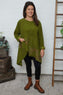 Berenice Print Detail Needlecord Top Olive
