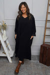 Cerys Cord Pocket Dress Black
