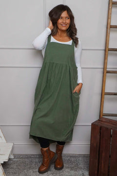 Meredith Needlecord Pinafore Khaki