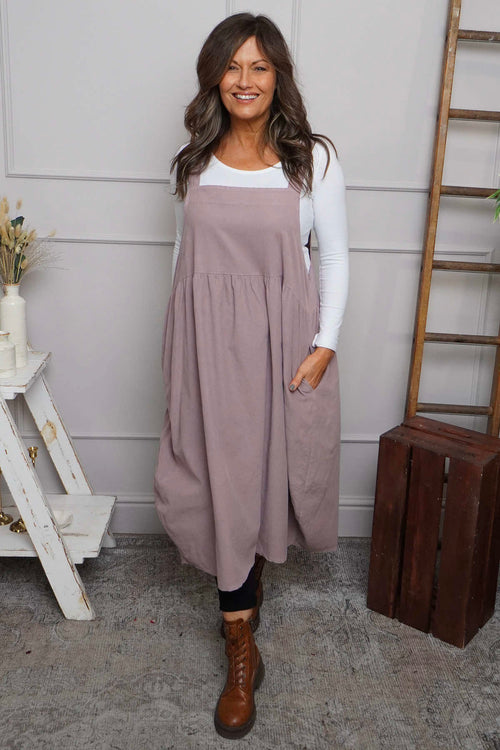 Meredith Needlecord Pinafore Mauve - Image 1