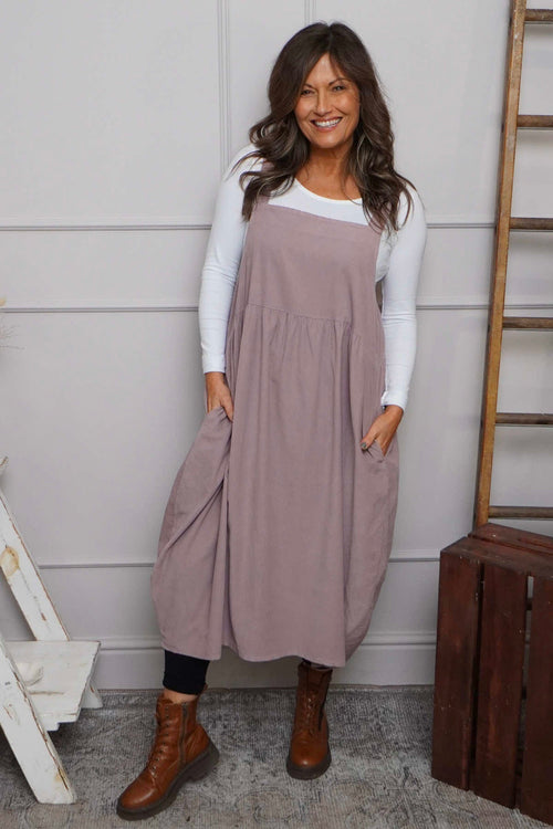 Meredith Needlecord Pinafore Mauve - Image 2