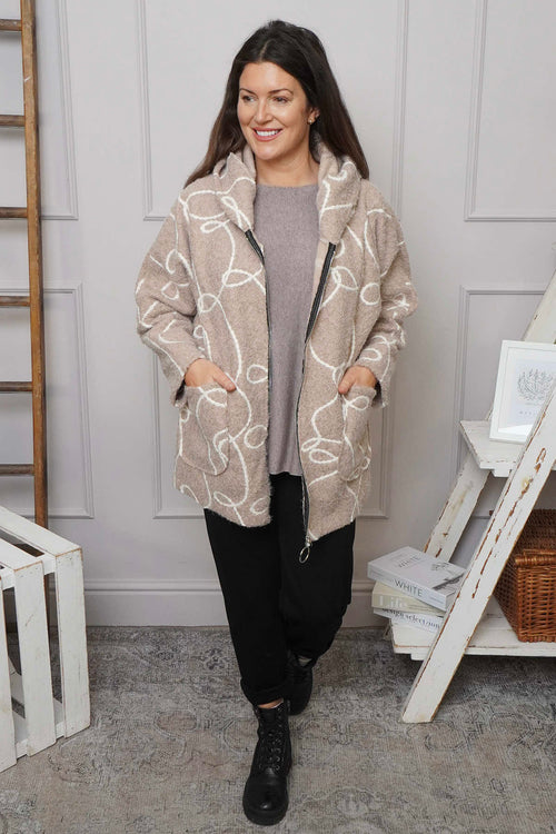 Olympia Embroidered Pattern Wool Jacket Camel - Image 2