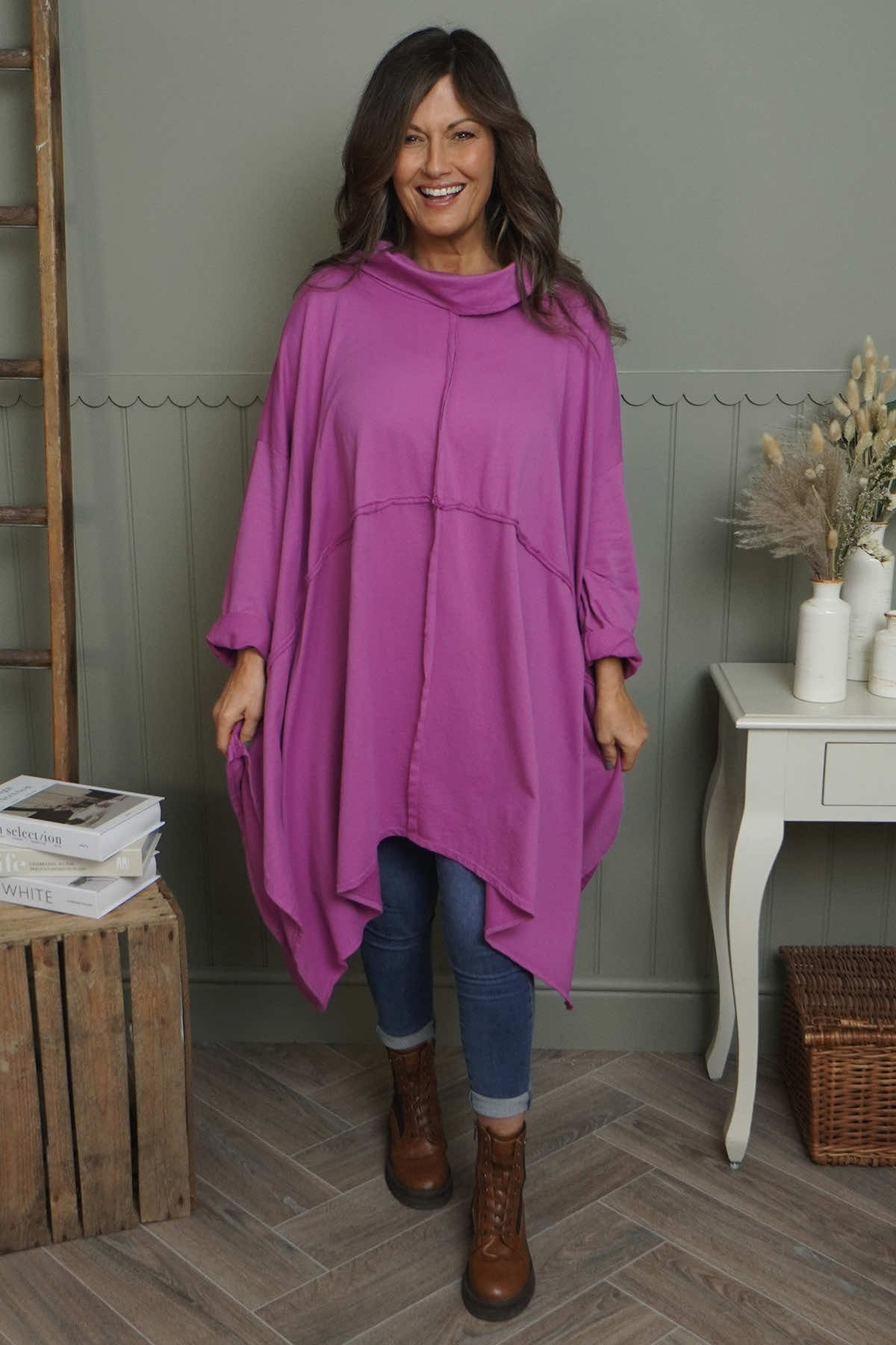 Posy Cowl Oversized Cotton Top