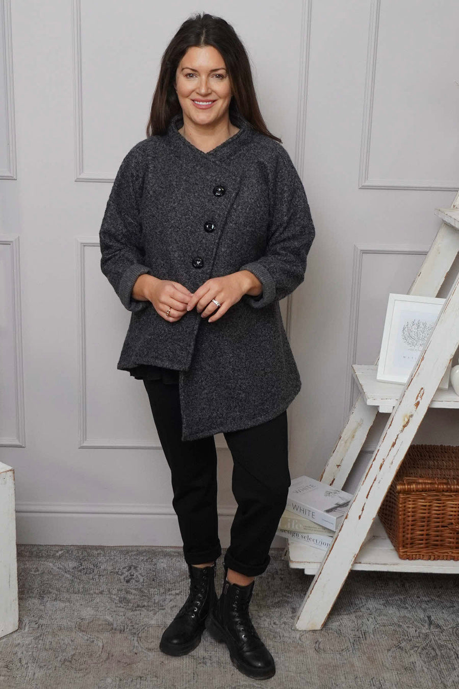 Shona Boucle Jacket Charcoal