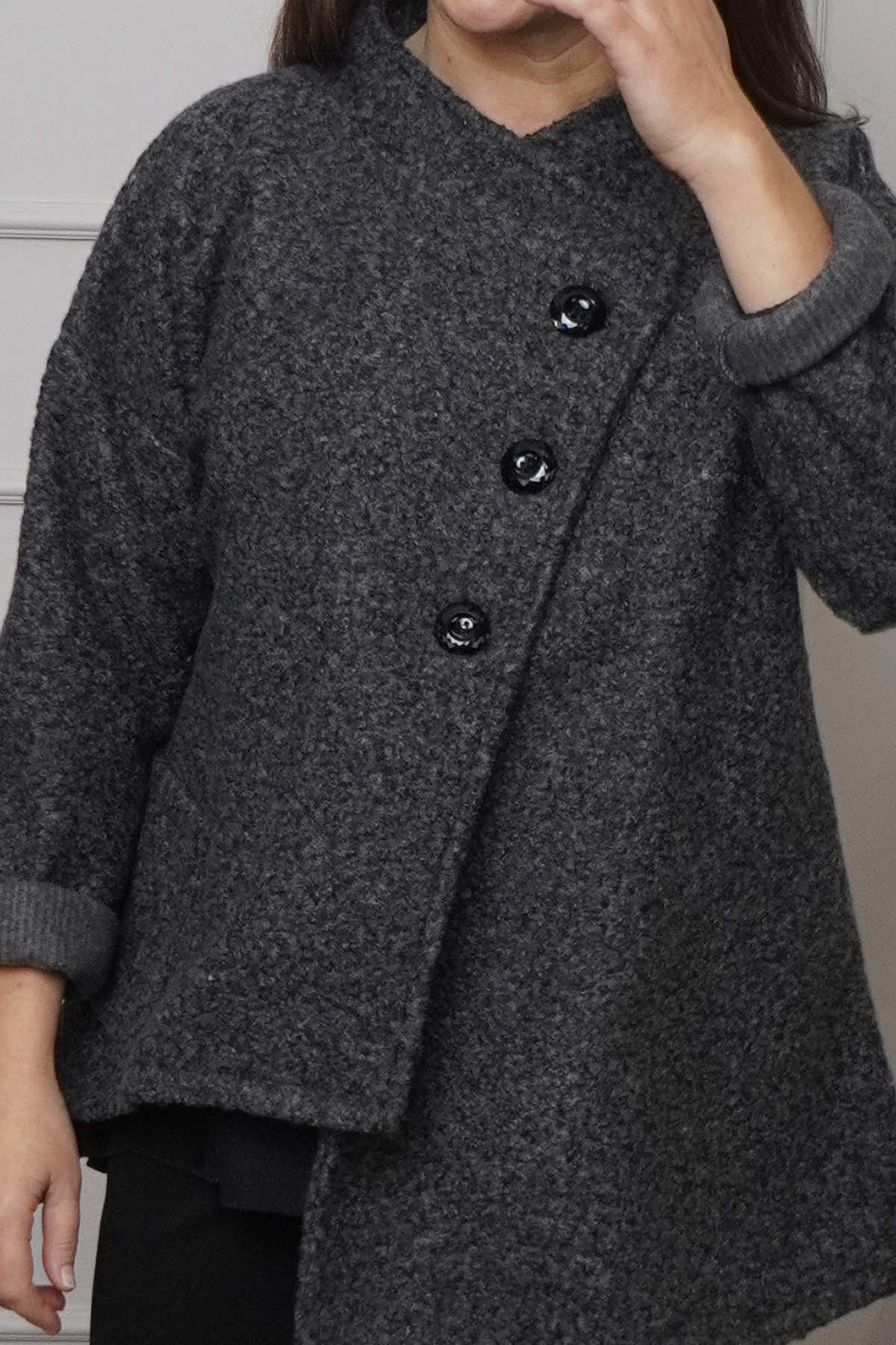 Shona Boucle Jacket Charcoal