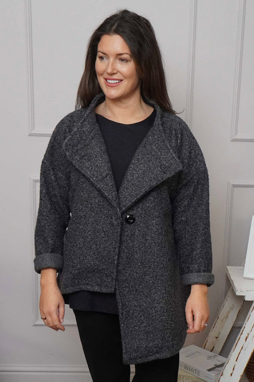 Shona Boucle Jacket Charcoal - Image 2