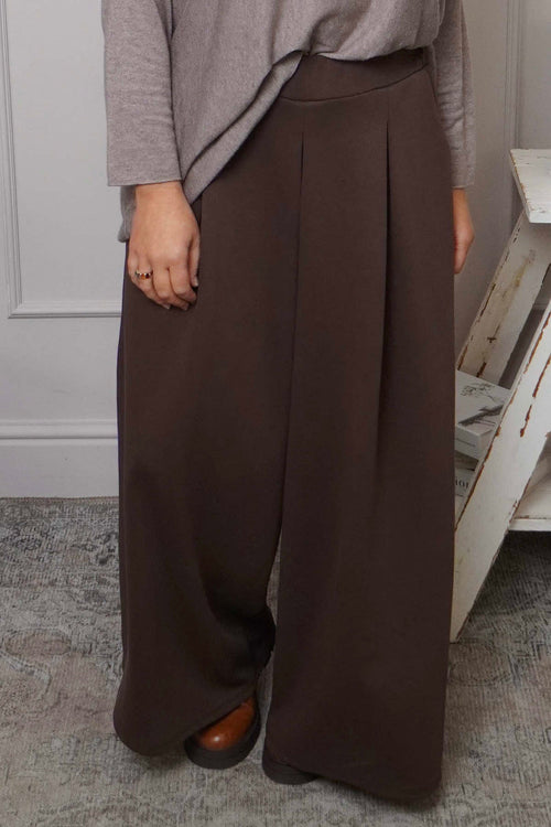 Trish Wide Leg Cotton Trousers Cocoa - Image 3