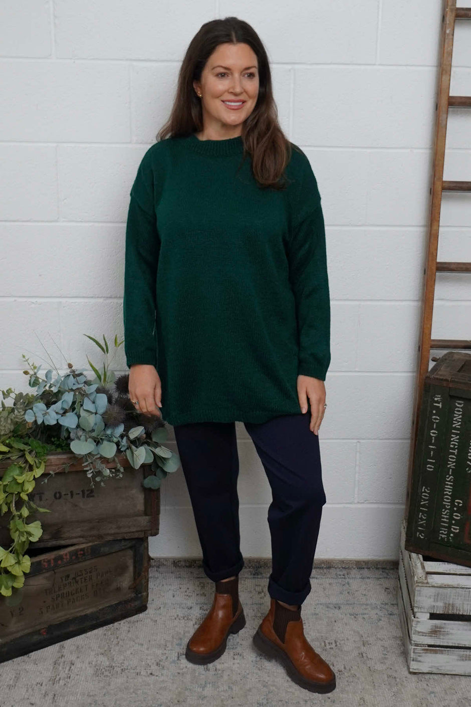 Elaine Knitted Jumper Bottle Green