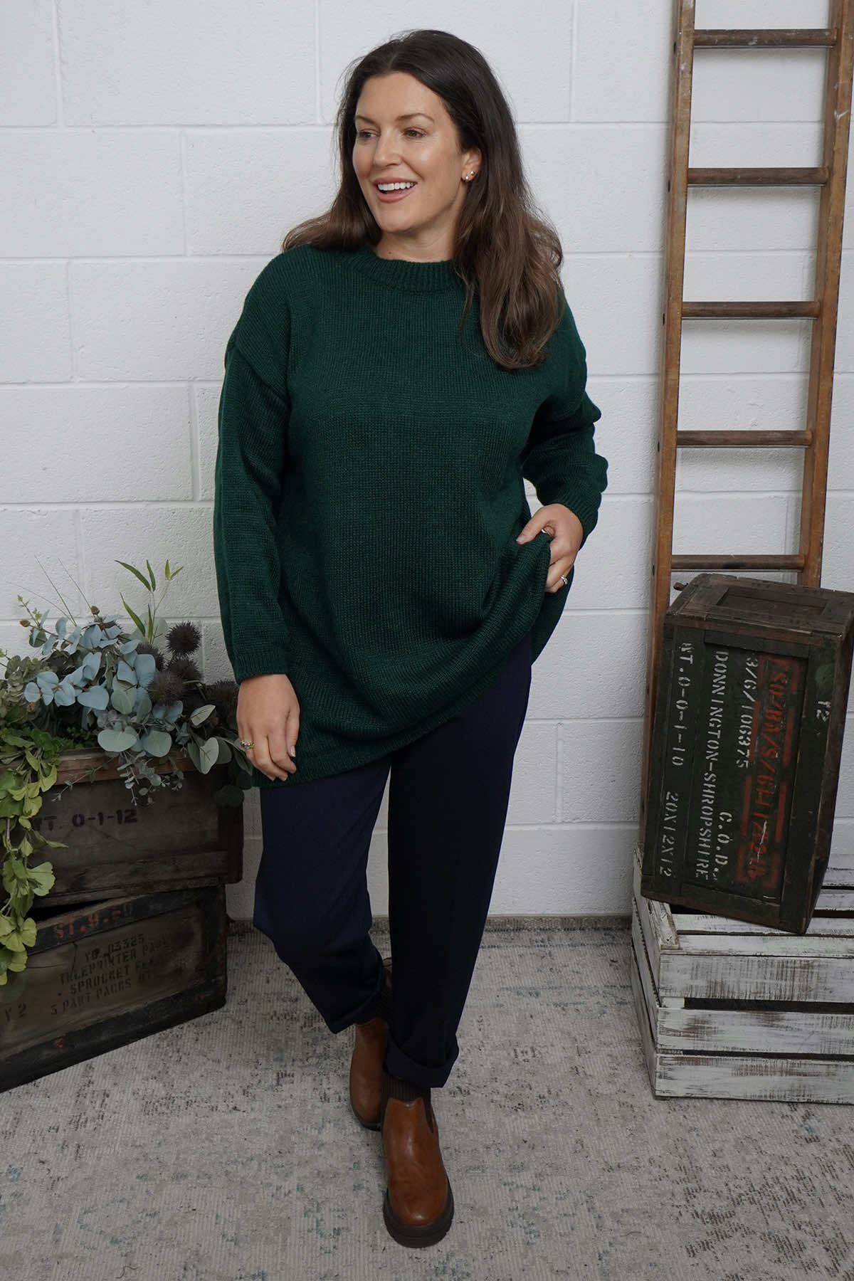 Elaine Knitted Jumper Bottle Green