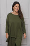 Charla Dipped Hem Cotton Top Khaki