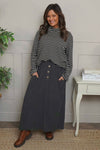 Zinnia Needlecord Skirt Charcoal