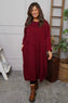 Edie Seam Detail Cotton Dress Wine