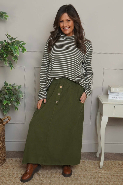 Zinnia Needlecord Skirt Olive - Image 3