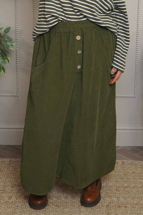 Zinnia Needlecord Skirt Olive - Image 1