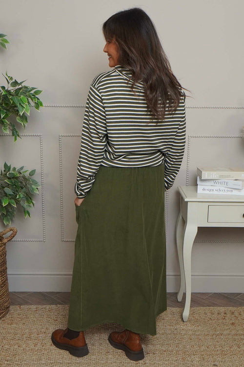 Zinnia Needlecord Skirt Olive - Image 4