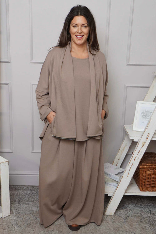 Charla Dipped Hem Cotton Top Mocha - Image 6