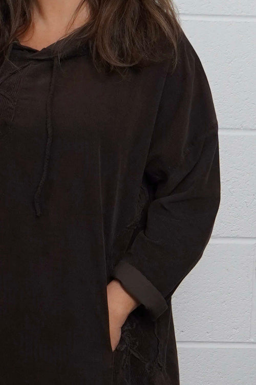 Devyn Hooded Needlecord Dress Cocoa - Image 3