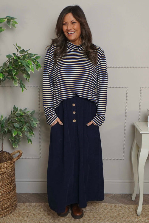 Zinnia Needlecord Skirt Navy - Image 2