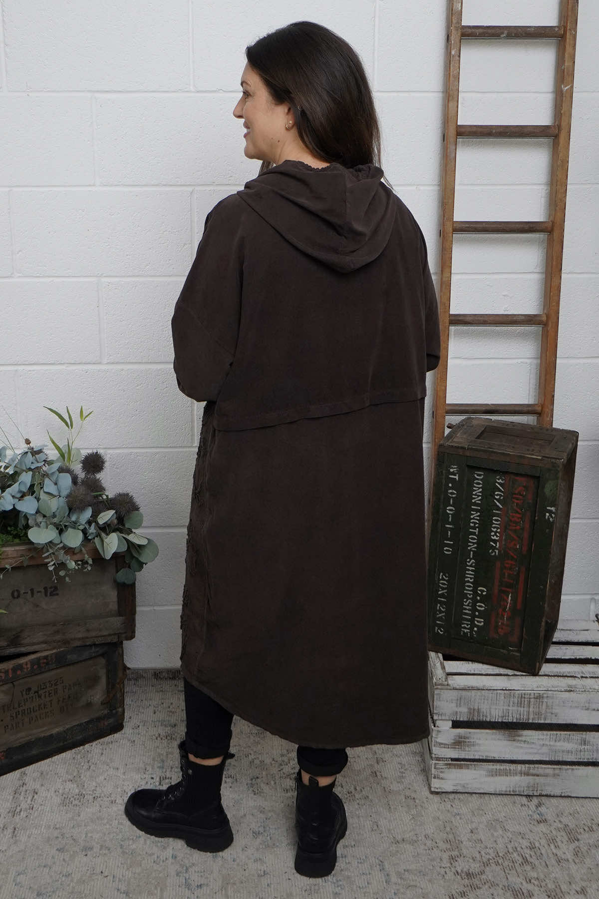 Devyn Hooded Needlecord Dress Cocoa