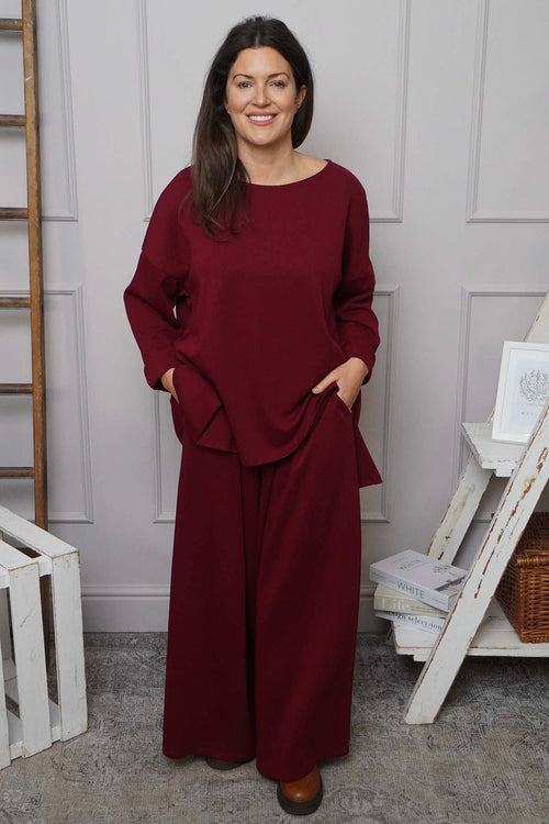 Charla Dipped Hem Cotton Top Wine - Image 2