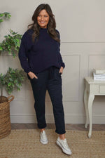 Effie Leopard Print Cotton Joggers Navy Navy - Effie Leopard Print Cotton Joggers Navy